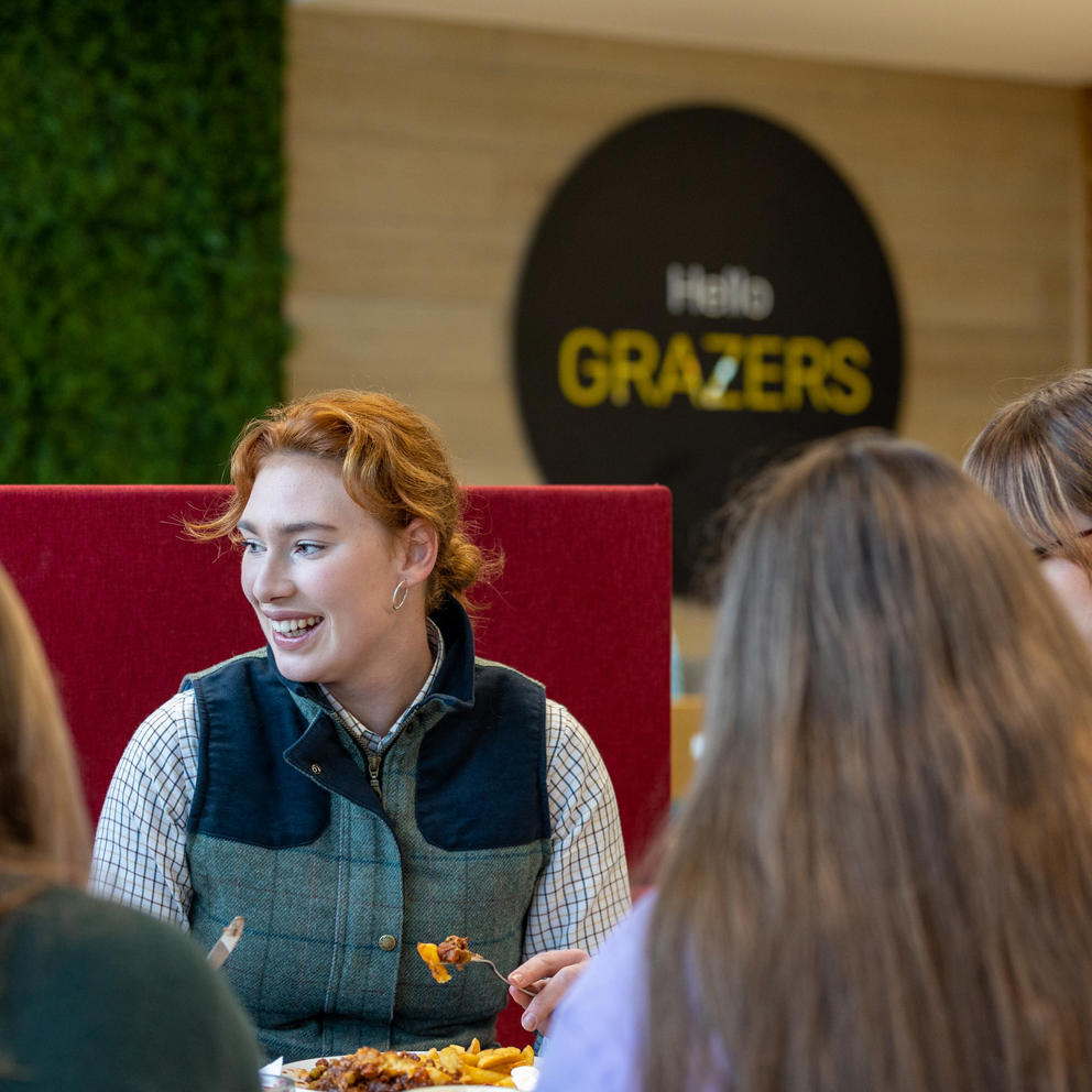 Group of students having a meal in Graze