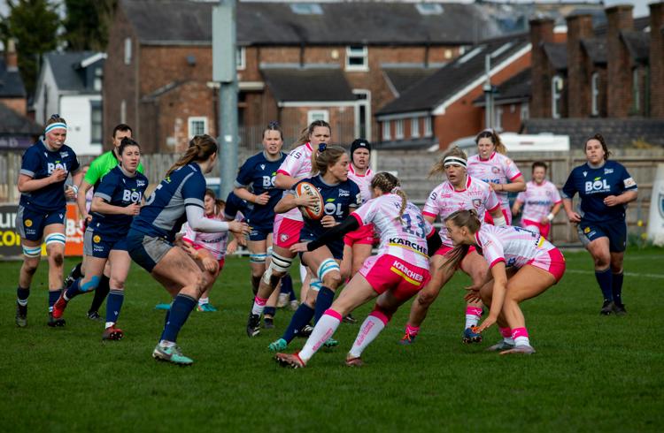 Womens Rugby Match Tackle