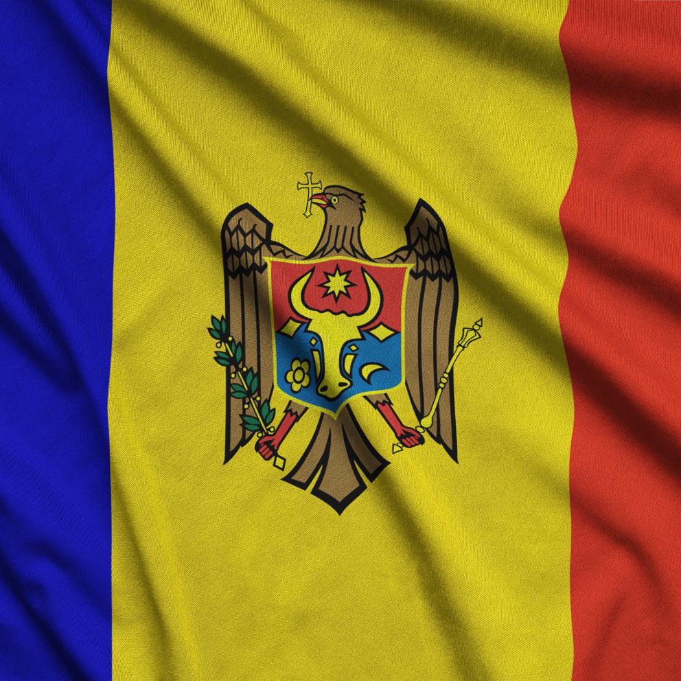 Moldova Flag Is Depicted On A Sports Cloth Fabric 2025 03 14 12 52 49 Utc