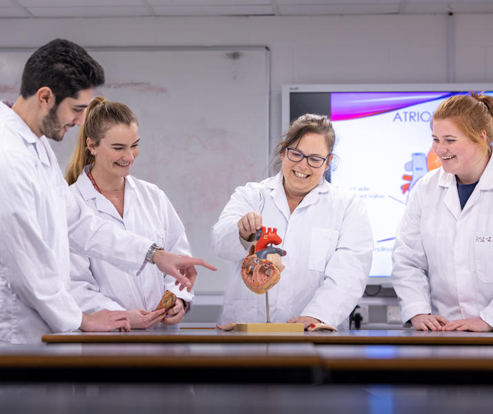 Group Of Students And Lecturer In Lab
