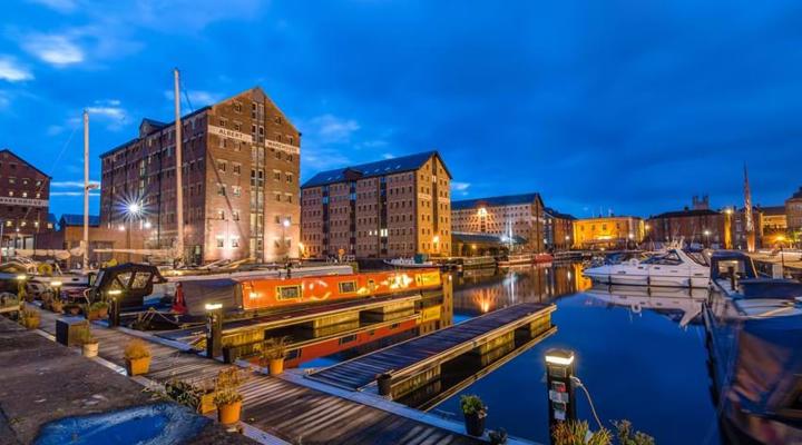 Gloucester Docks at night time