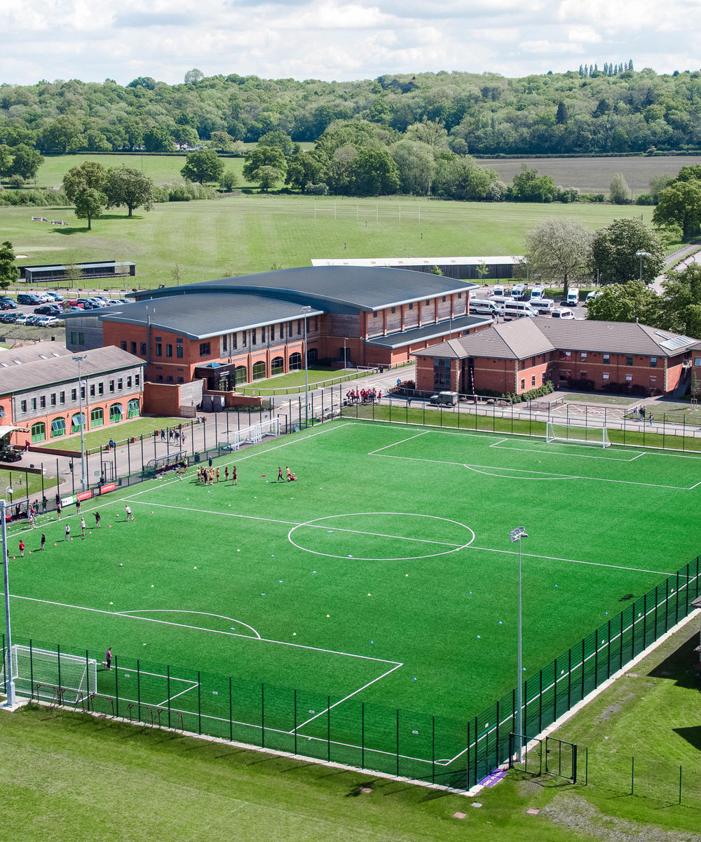 Aerial image of Hartpury sports pitch